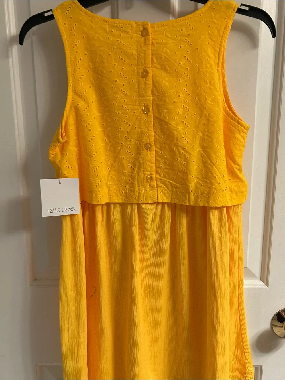 NWT- Girls Falls Creek Bright Yellow Eyelet Layered Sundress